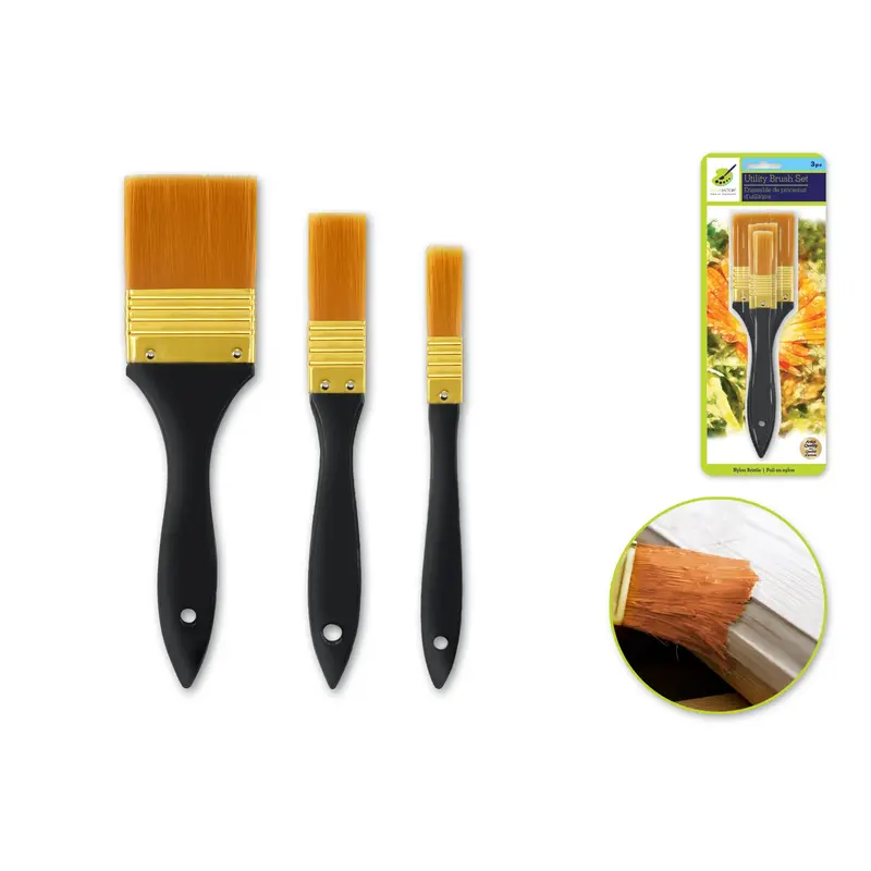 Artist Brush Set: All-Purpose Utility Brush Set x3 Wood Handle 0.5/1/2"