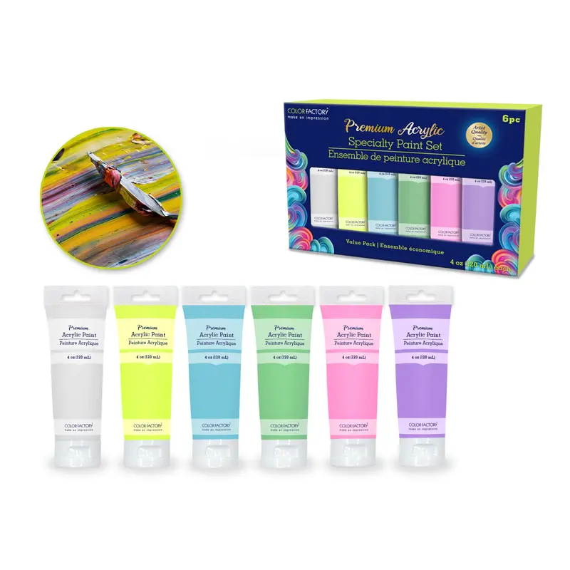 Color Factory: 4oz Premium Acrylic Paint Set 6x120ml Tubes