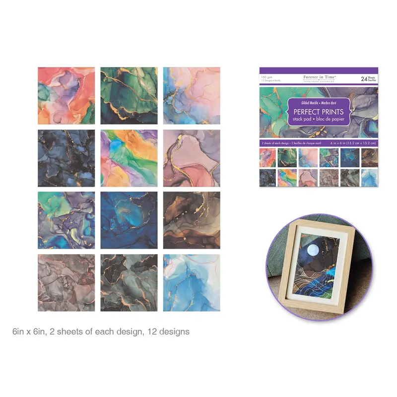 Paper Pads: 6"x6" Perfect Prints Stack Packs x24 Asst