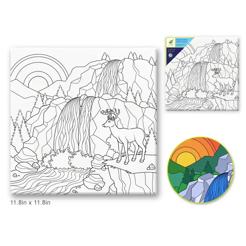 Stretch Artist Printed Canvas: 12"x12" Primed Back-Stapled Waterfall