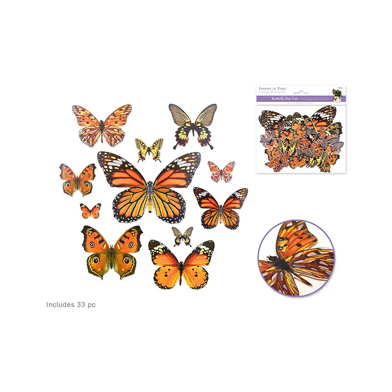 Paper Craft Emb: Butterfly Die Cuts w/Foil Accents x33