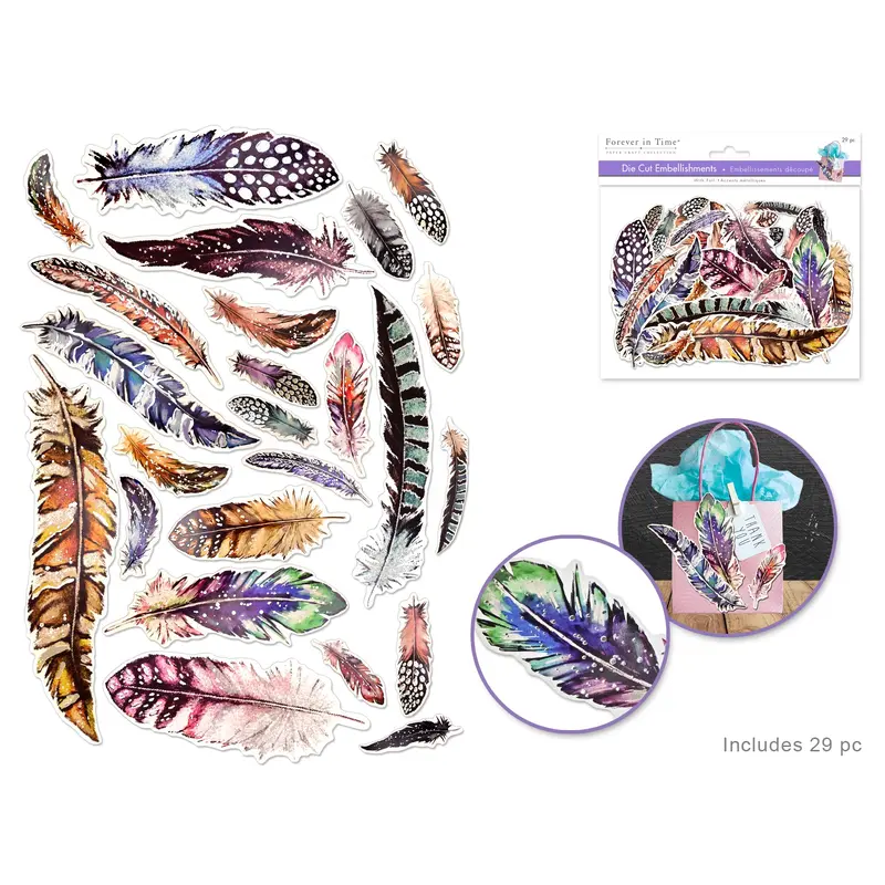 Paper Craft Emb: Die Cuts w/Foil Accents  Feather