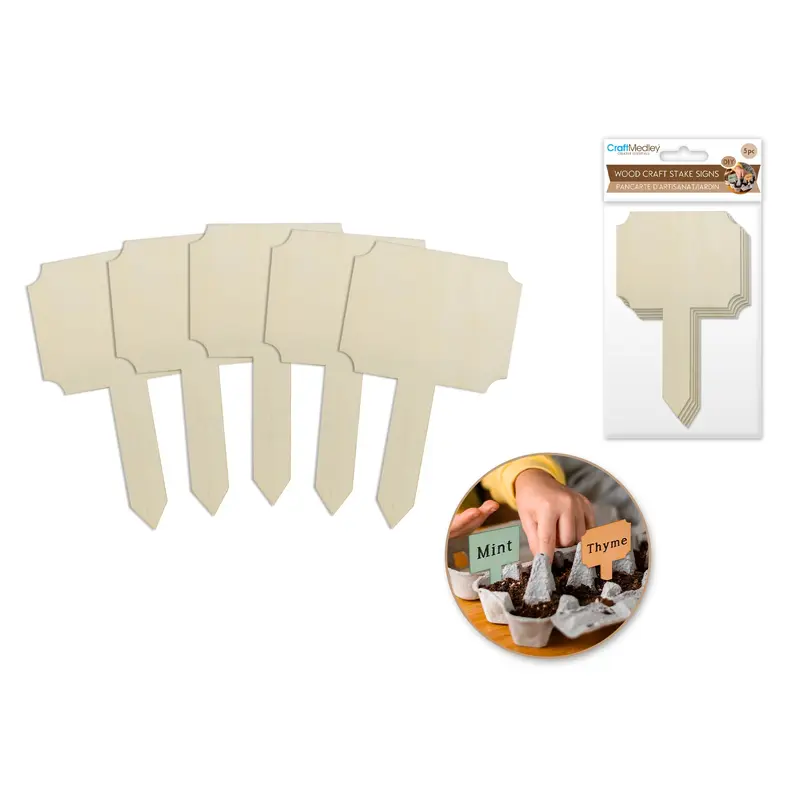 Wood Craft: Craft/Garden Sign Stakes 5"x3" 5ct