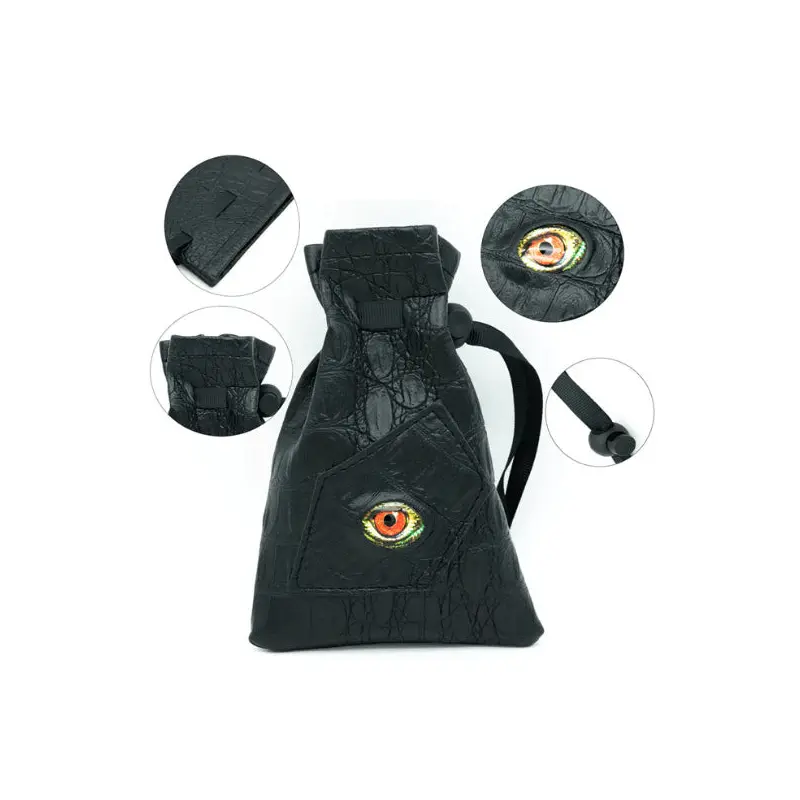 Black Leatherette Reptilians Eye Dice Bag