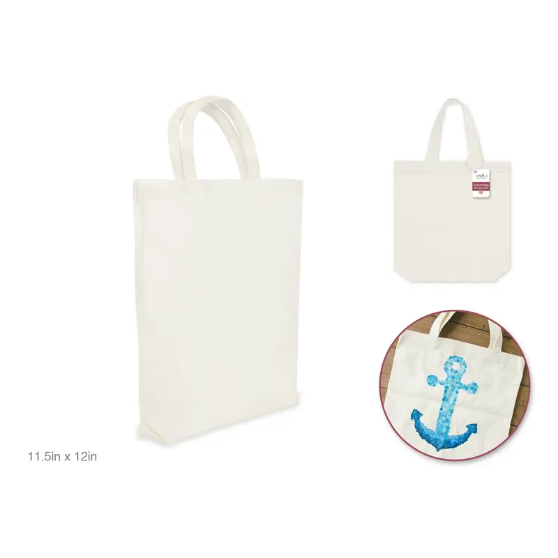 Canvas Bag: 11.5"x12.3"x1.75" DIY w/Canvas Handle