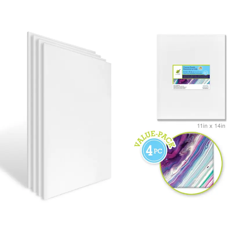Canvas Panels Primed: 11"x14" Value-Pack 4pc Artist Quality