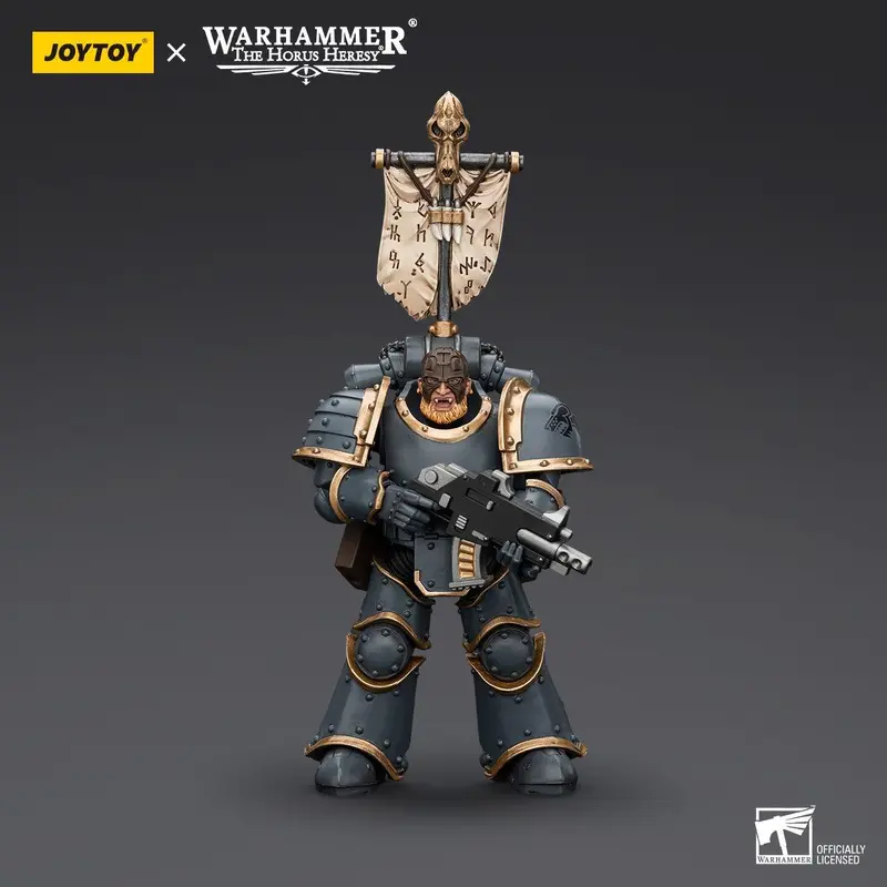Warhammer Collectibles: 1/18 Scale Space Wolves Grey Slayer Pack Grey Slayer With Legion Vexilla - Pre-Order
