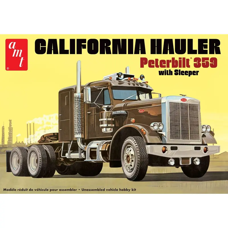 1/25 AMT 1327 Peterbilt 359 California Hauler Tractor Cab w/Sleeper Model Kit