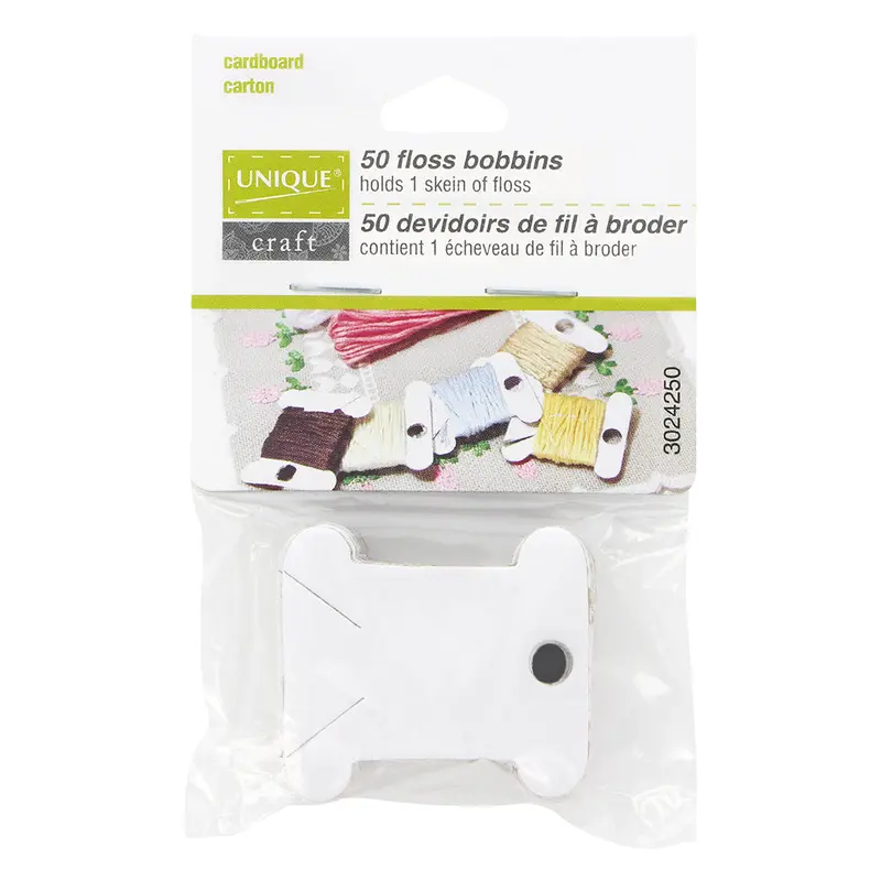 UNIQUE CRAFT Floss Bobbins Carded - 50 pcs