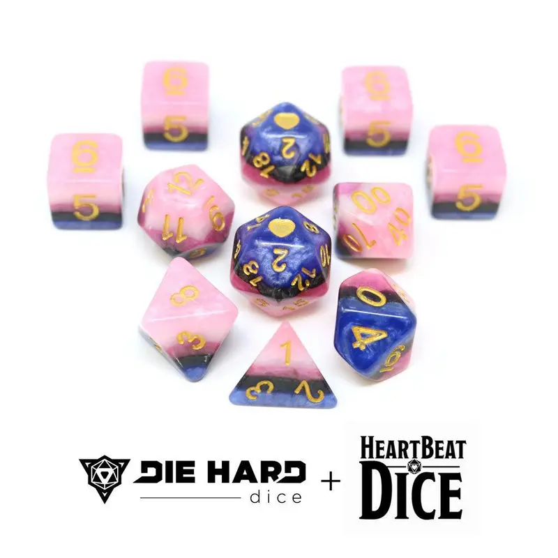 11 Piece Heartbeat Dice Set - Genderfluid Pride