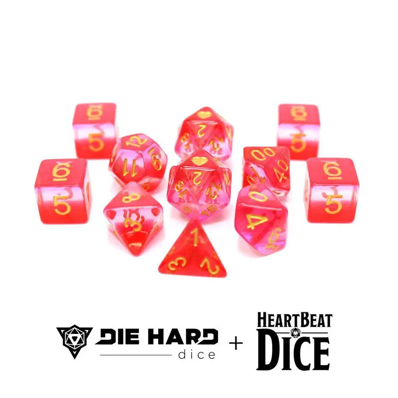 11 Piece Heartbeat Dice Set - Lesbian Pride