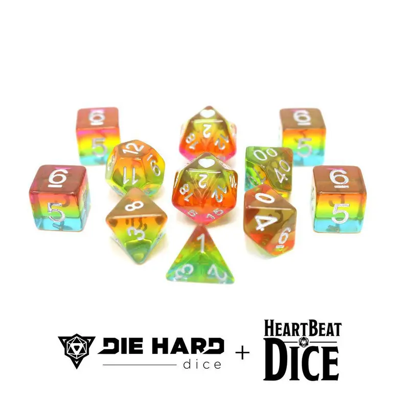 11 Piece Heartbeat Dice Set - Pansexual Pride