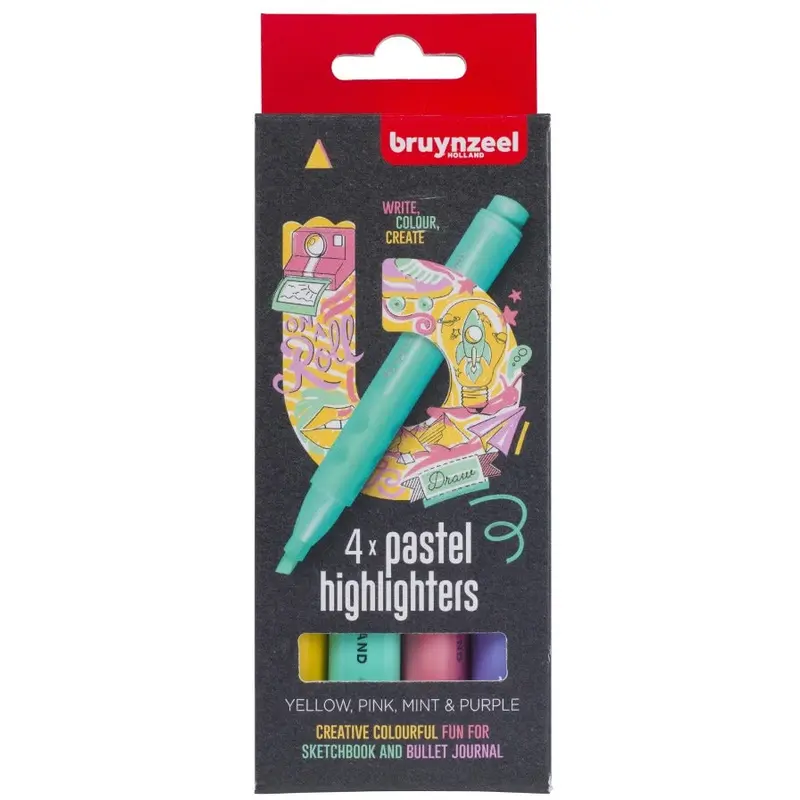 Bruynzeel Highlighter, Pastel (4pk)