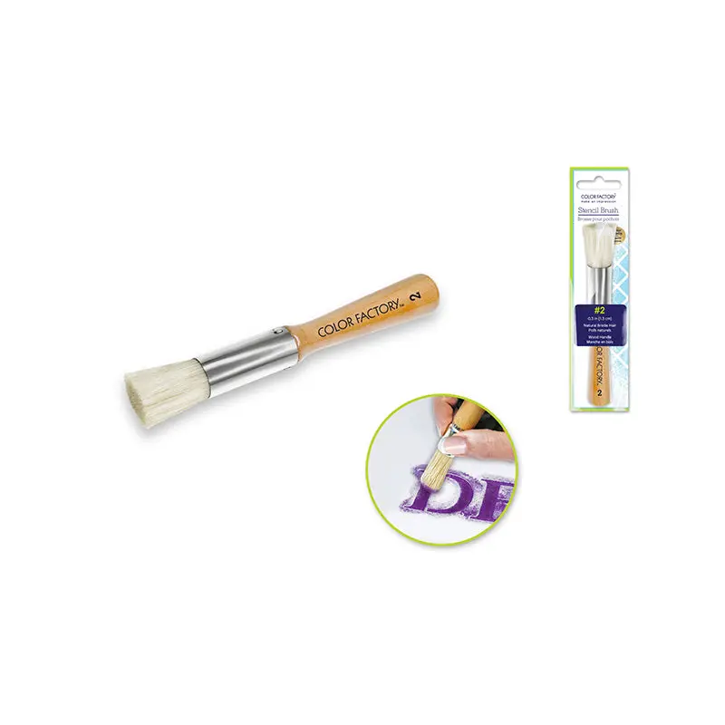 Color Factory: 1/2" Stencil Brush (#2) Wood Handle, Metal Studded Ferrule