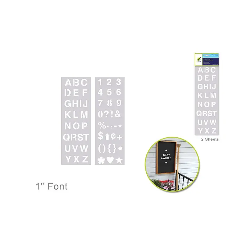 Color Factory: 1" Alpha/Numeric/Symbol Stencil 2-Sht Set