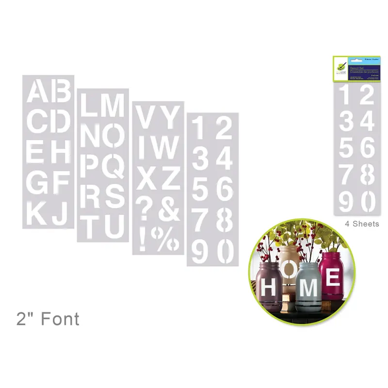 Color Factory: 2" Alpha/Numeric/Symbol Stencil 4-Sht Set