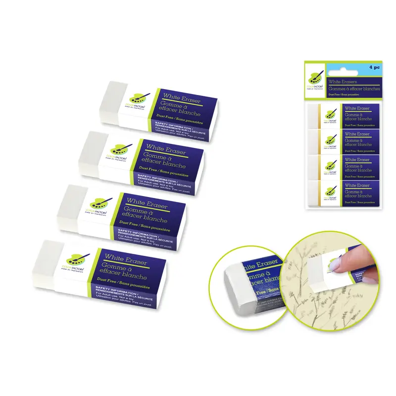 Color Factory Tool: Eraser White Non-Dust 4pc 2.4x0.85x0.5"