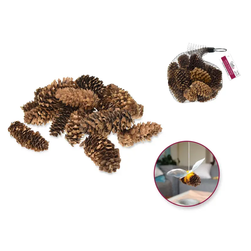 Craft Decor Dried Naturals: 1.5"-2" Pinecones 2.45oz in Mesh Bag - Natural
