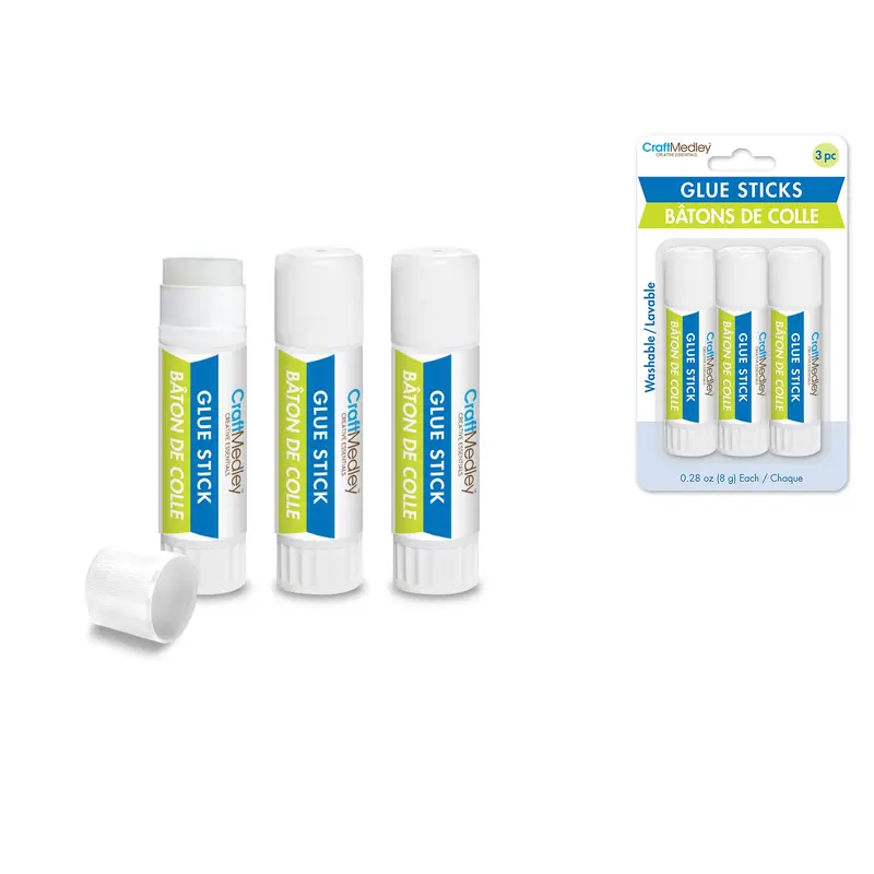 Craft Medley Glue: 8g Glue Sticks x3 Twist-Up Non-Toxic