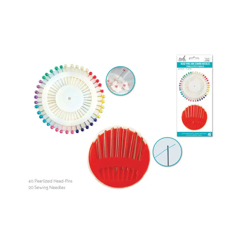 Needlecrafters: Pearlized Head-Pins/Sewing Needles Valu-Pak