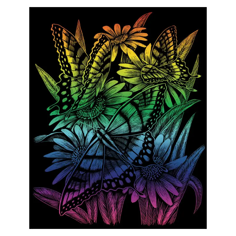 Butterflies & Daisies Rainbow Foil Engraving Art Kit