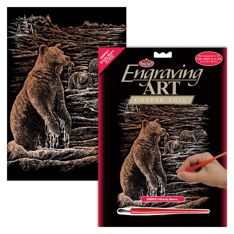 Grizzly Bears Copper Foil Engraving Art Kit