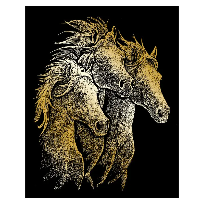 Horses Gold Foil Engraving Art Kit