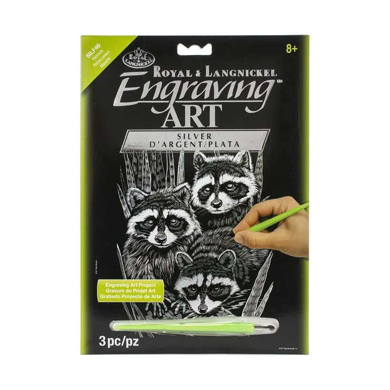 Raccoons Silver Foil Engraving Art Kit