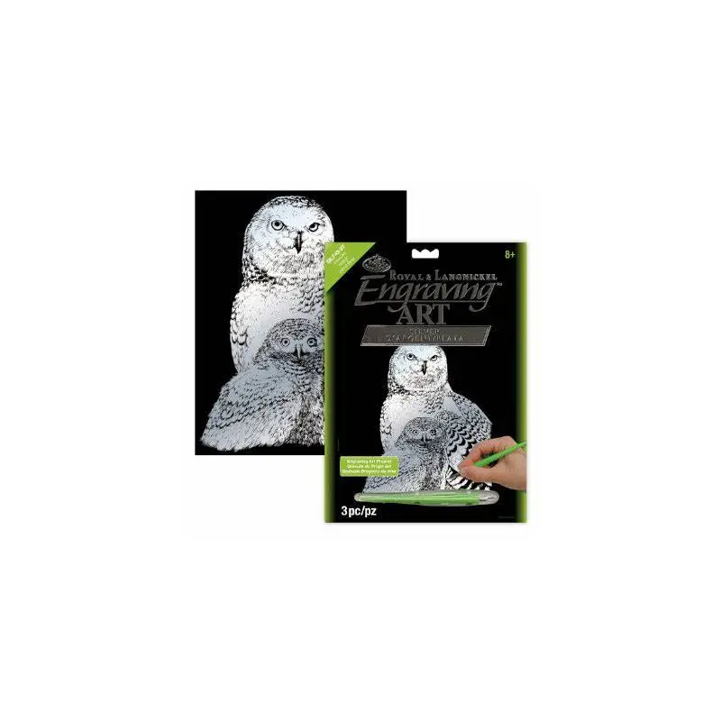 Snowy Owls Silver Foil Engraving Art Kit