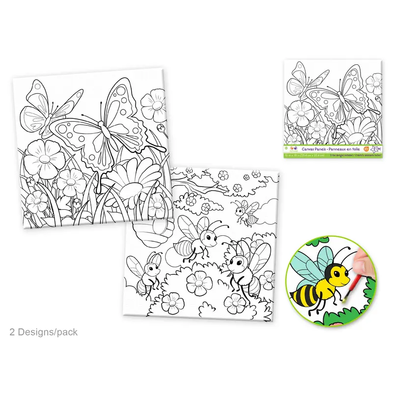 Krafty Kids: 10"x10" DIY Canvas Panels 2pc Asst Designs