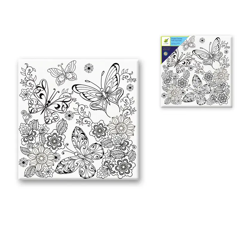 Stretch Artist Printed Canvas: 12"x12" Primed Back-Stapled - Butterfly Garden