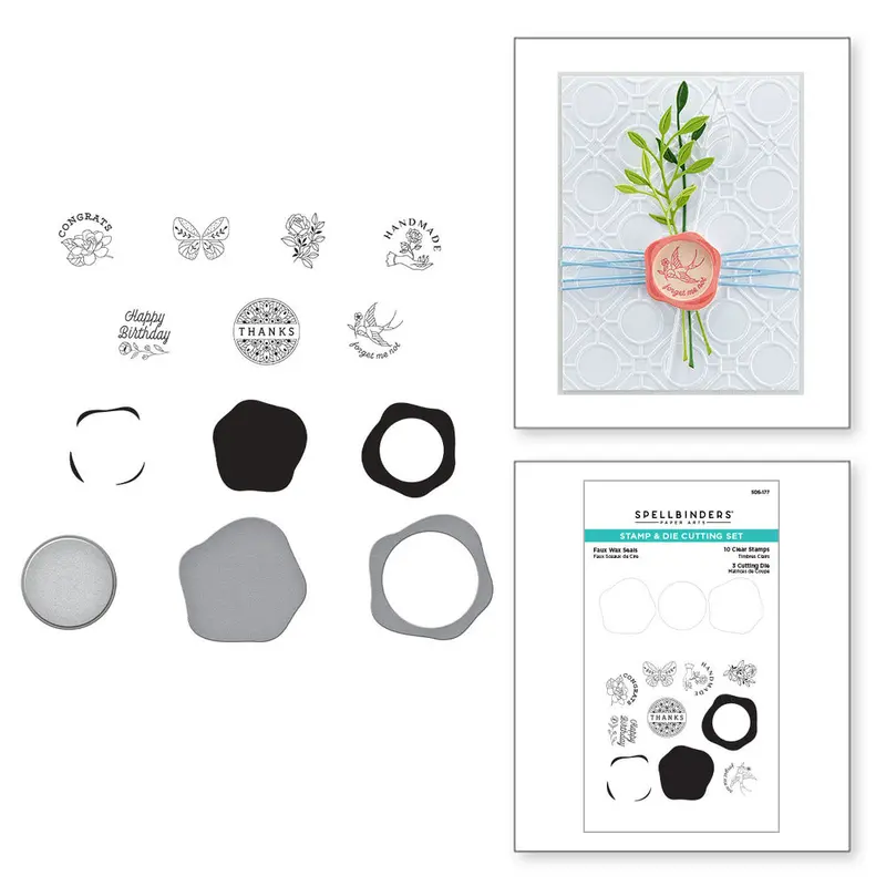 Clear Stamp & Die Set, Sealed by Spellbinders - Faux Wax Seals