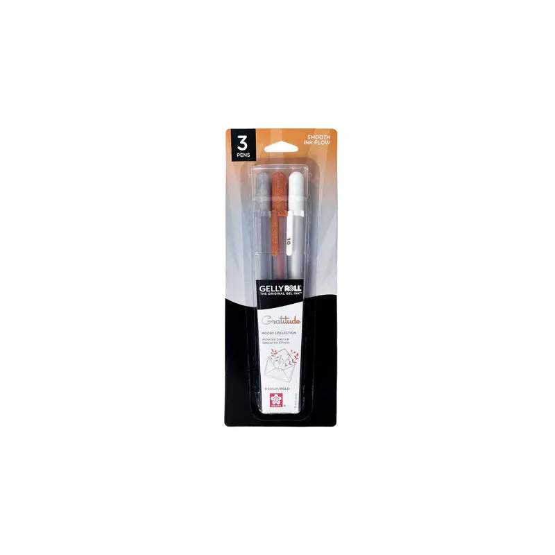 SAKURA GELLY ROLL MOODS - GRATITUDE (SILVER METALLIC, COPPER METALLIC, WHITE)