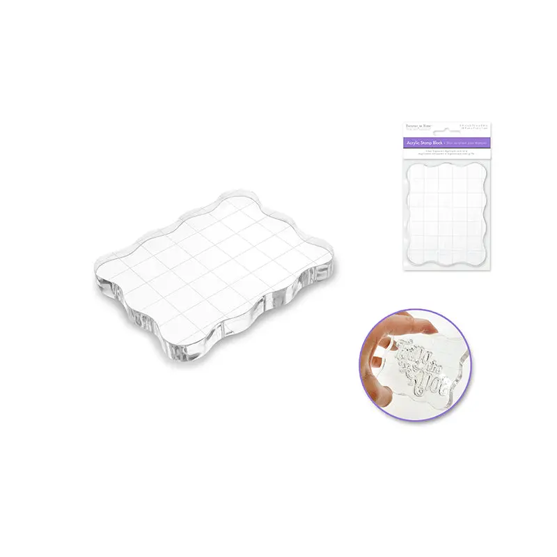 Clear Acrylic Stamp Block: 8.9cmx7cmx1cm Ergonomic Applicator w/Grids