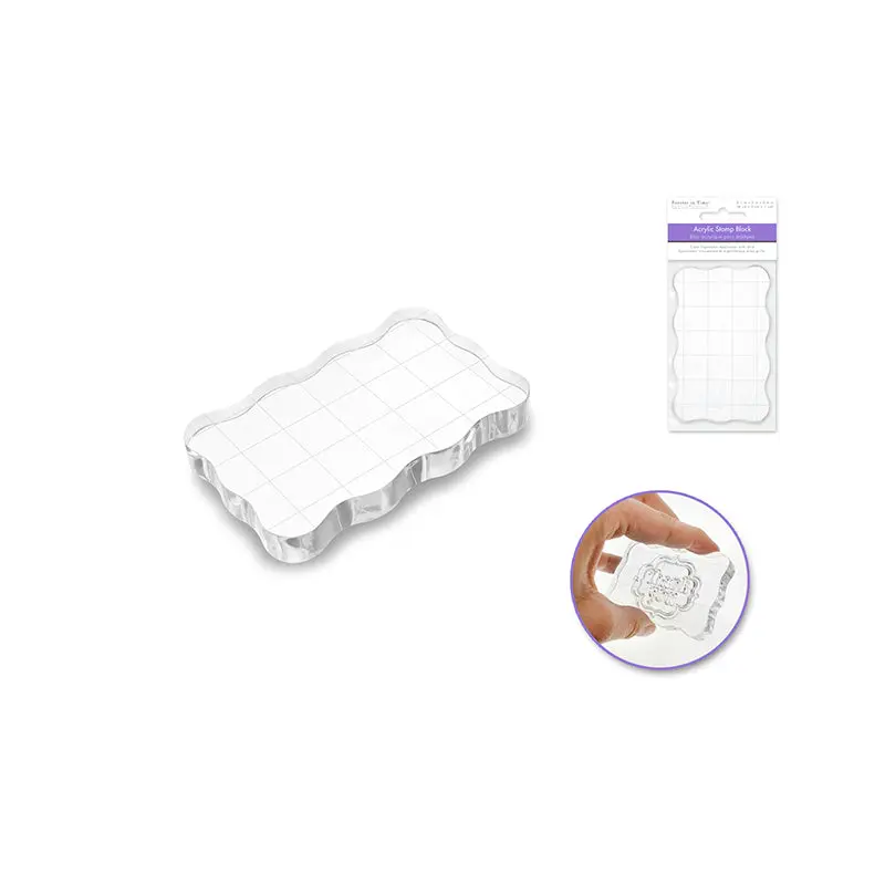 Clear Acrylic Stamp Block: 8cmx5cmx1cm Ergonomic Applicator w/Grids