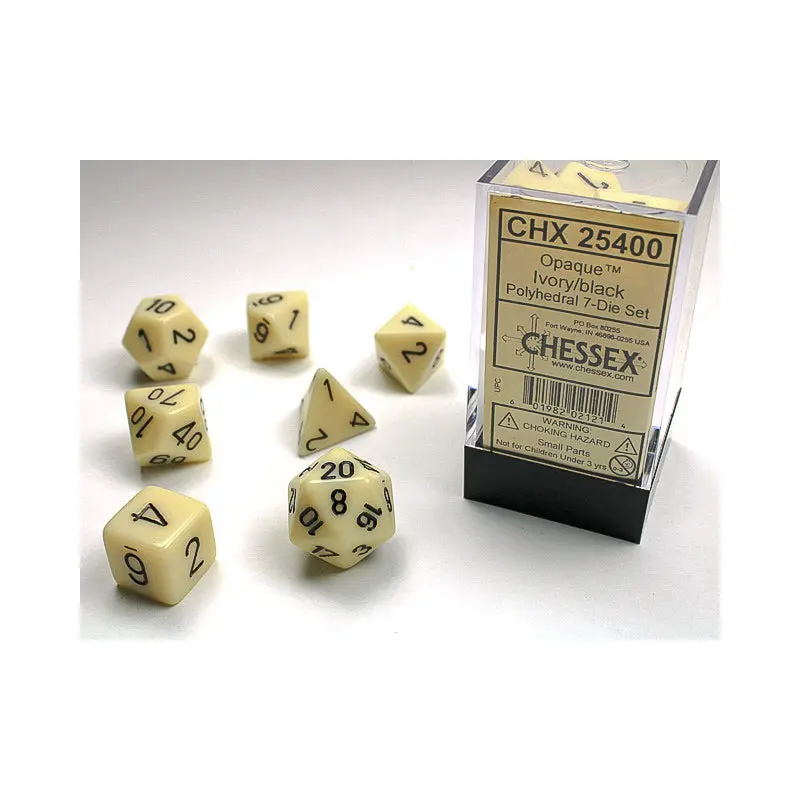 OPAQUE 7-DIE SET IVORY/BLACK