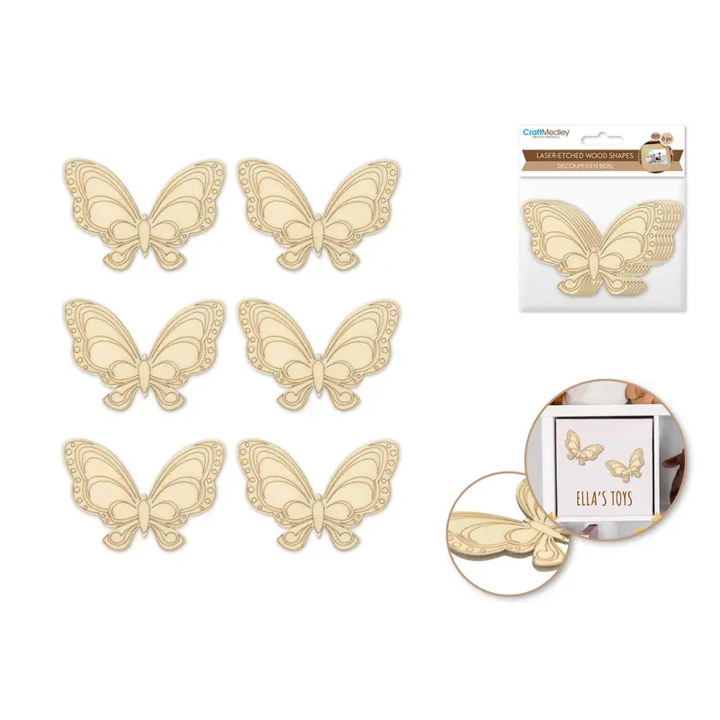 Wood Craft: Laser-Etched Wood Shapes Butterfly