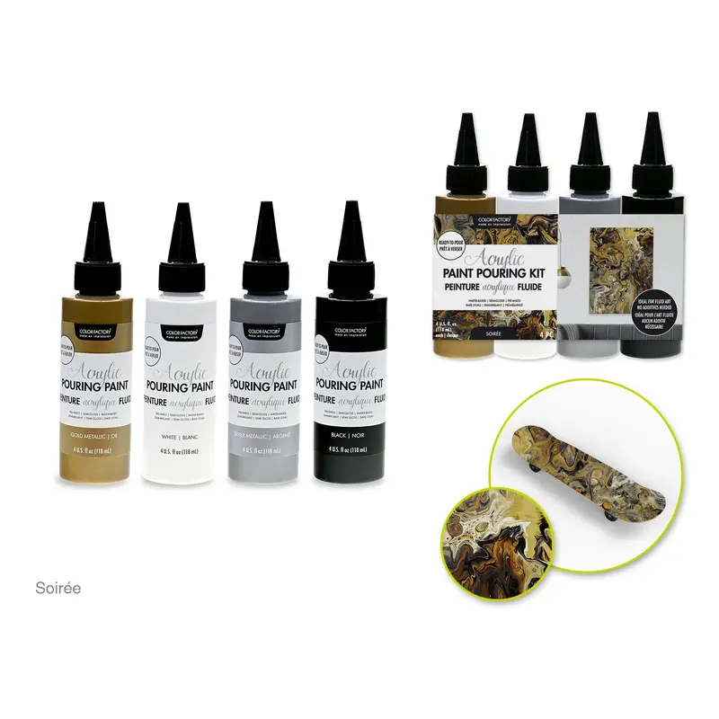 Color Factory: 4oz 4ct Acrylic Pouring Paint Kit~ Ready To Pour