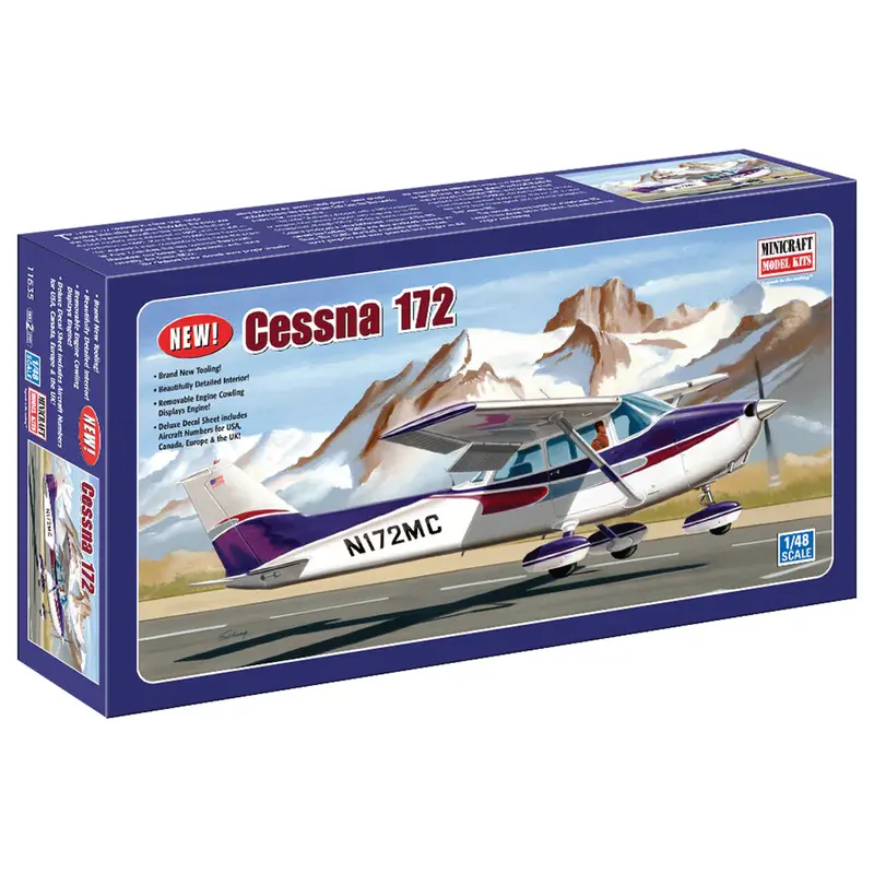 Minicraft 1/48 Cessna 172 Skyhawk High-Wing Aircraft Kit