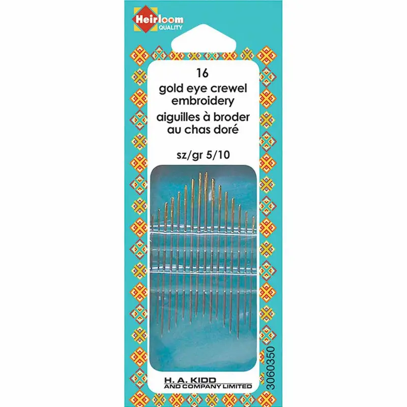 HEIRLOOM Gold Eye Hand Embroidery Needles - Size #5-10