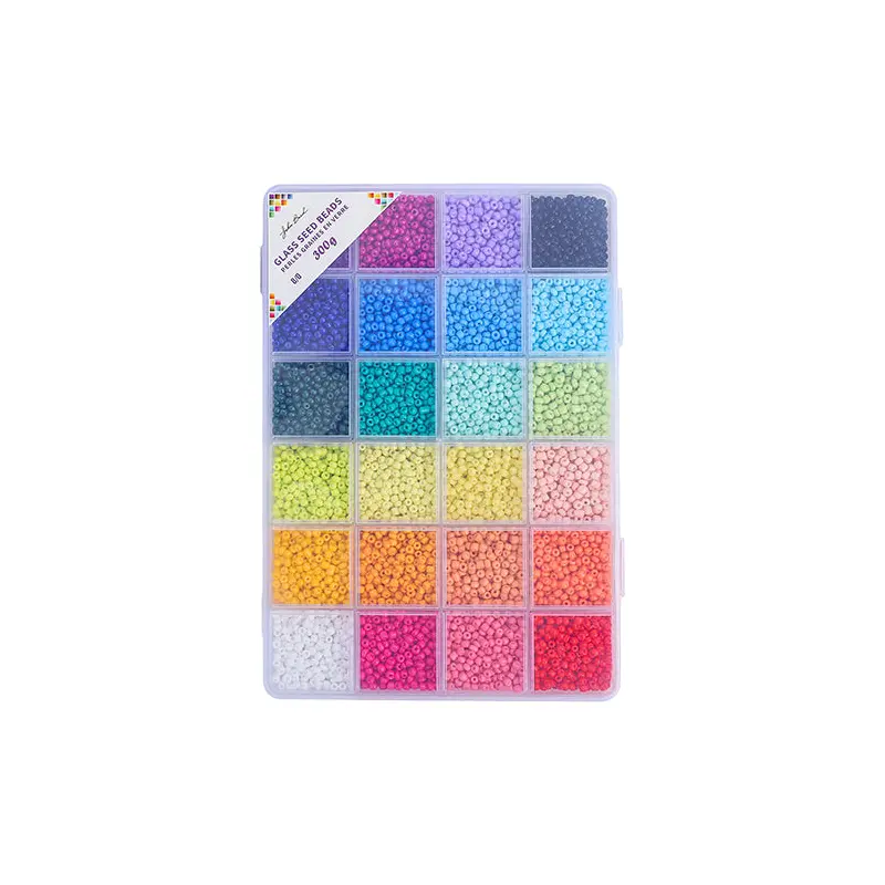 Bead Box - Glass Seed Beads 8/0 apx. 300g 24 Colors Vivid Rainbow
