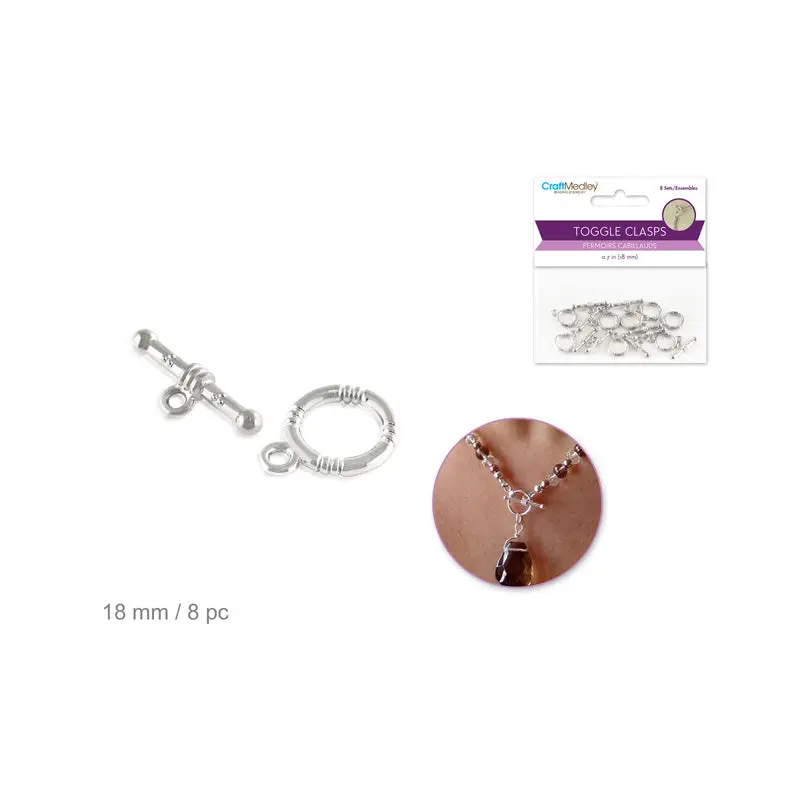 Jewelry Findings: 18mm Toggle Clasp x8sets Antique Finish  SILVER