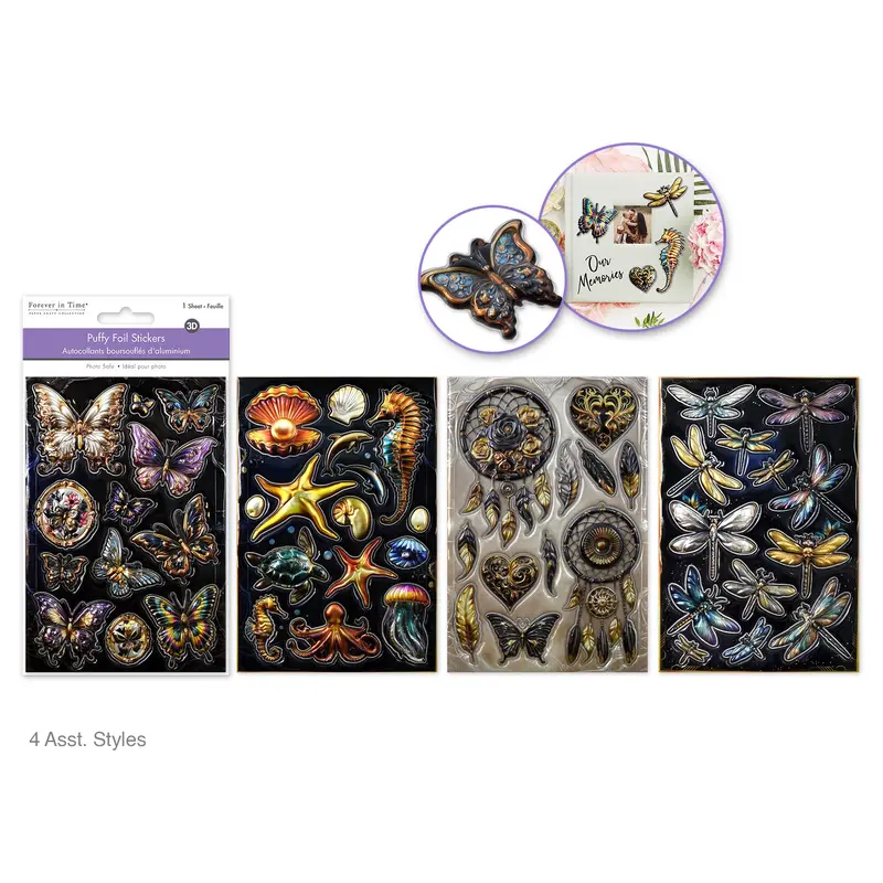 Paper Craft Sticker: 4.3"x6.3" 3D Puffy Foil Elegance Opulence