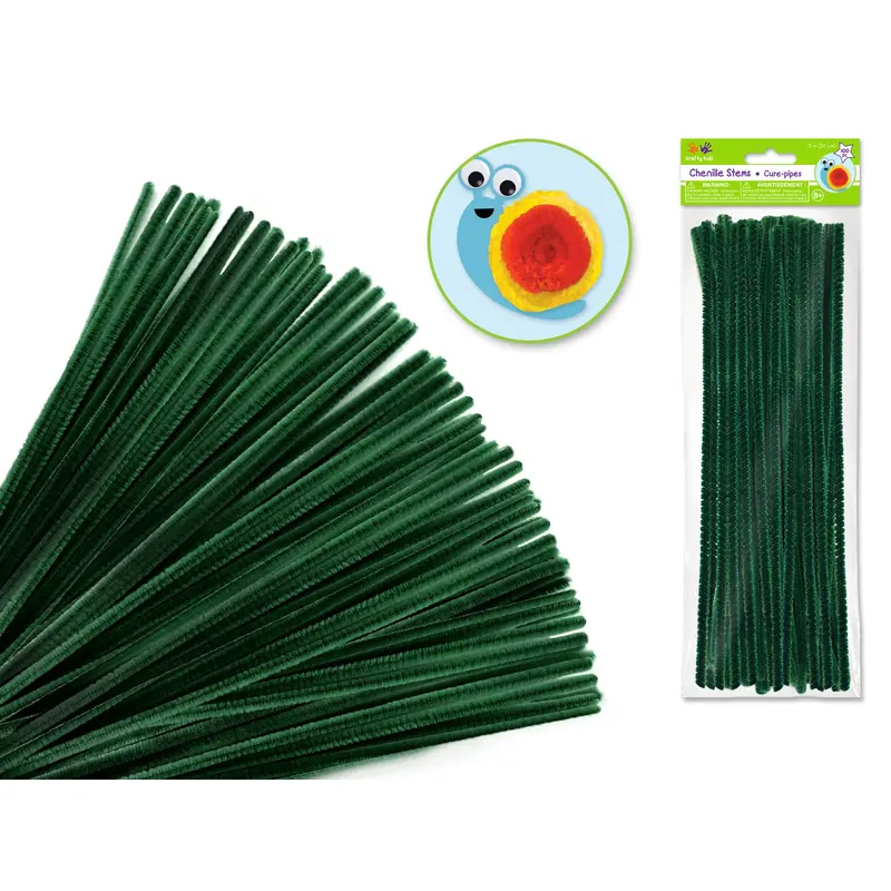 Chenille Stems: 6mmx30cm 100/pk Pipe Cleaners  Hunter Green