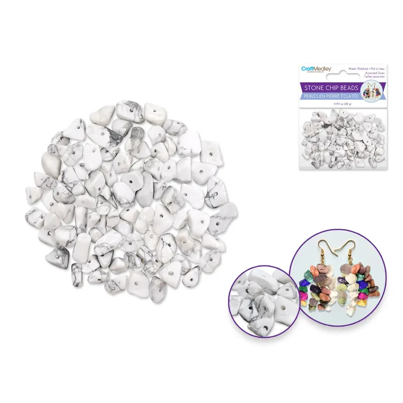 Craft Medley: Polished Stone Chip Beads 5-8mm 28g Marble