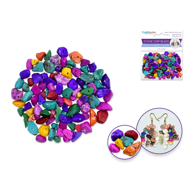 Craft Medley: Polished Stone Chip Beads 5-8mm 28g Pop Rocks