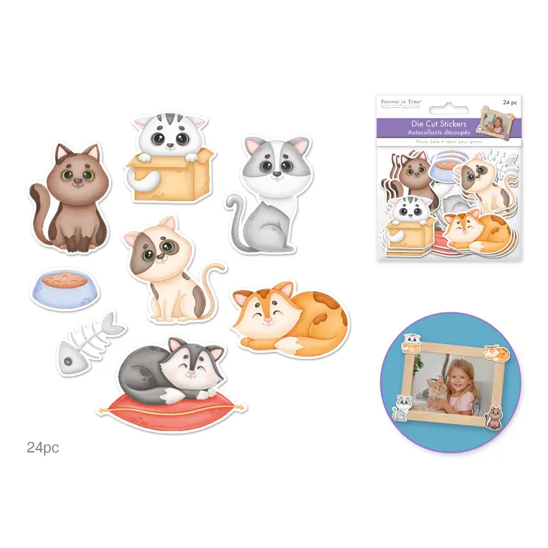 Paper Craft Emb: Self-Adhesive Die Cuts 24pc  Cat Life