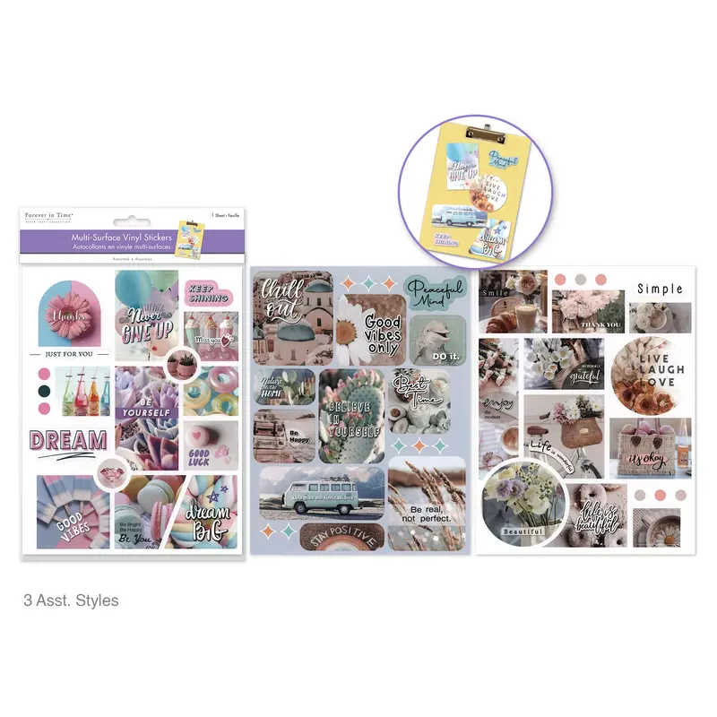 Paper Craft Sticker: 7.1x11.2" Vinyl Multi-Surface Decor Stk Inspiration