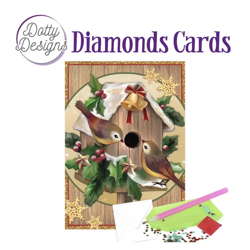 Dotty Designs Diamond Card Kit, Christmas Birdhouse