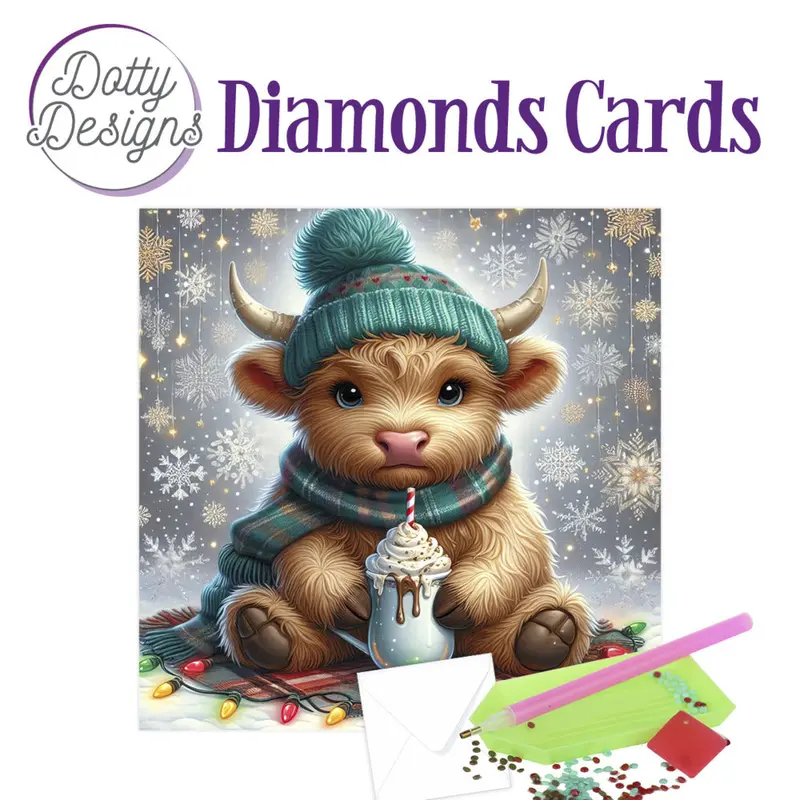 Dotty Designs Diamond Card Kit, Christmas Cow 1